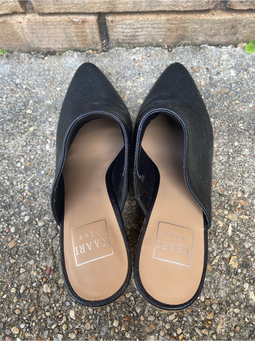 Kaari Blue "Eliza" snake-print pointed-toe block-heel mules in black Women’s 8 - Picture 3 of 6